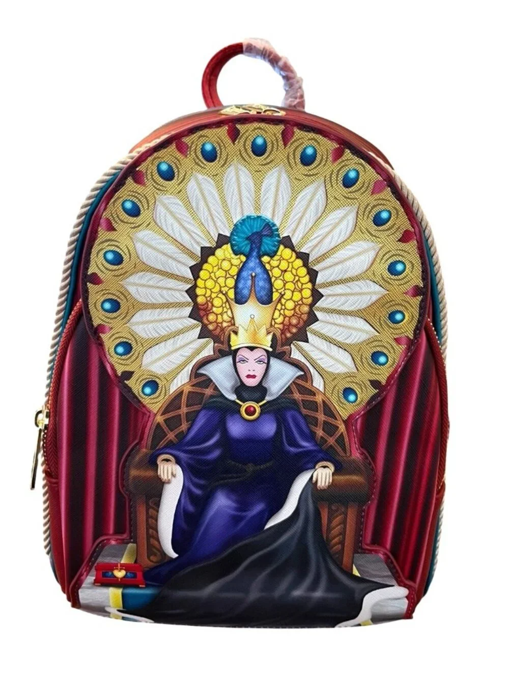 Loungefly Disney Snow White Evil Queen Peacock Throne Mini Backpack Velvet NWT